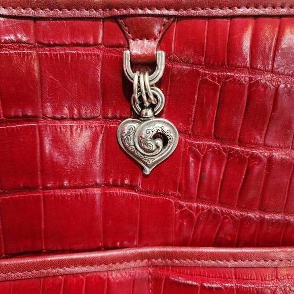Brighton Red Crocodile-Embossed Bag - Picture 3 of 8